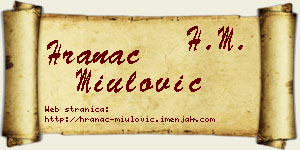 Hranac Miulović vizit kartica